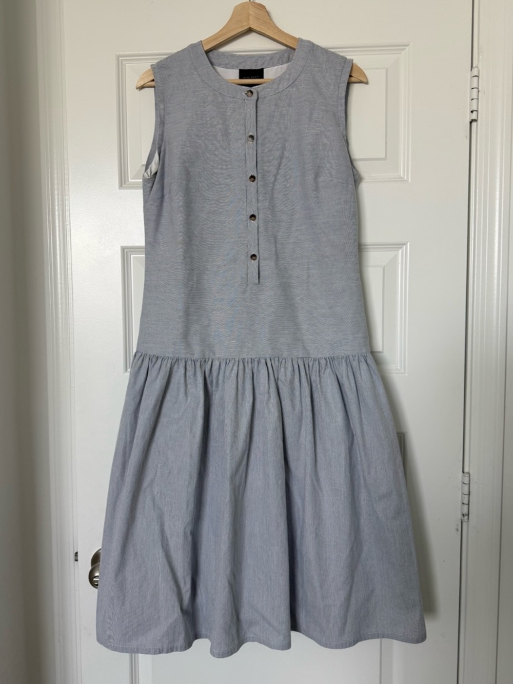 Alex Marie Blue White Striped Drop Waist Dress Size 6 Sleeveless Cotton Buttons